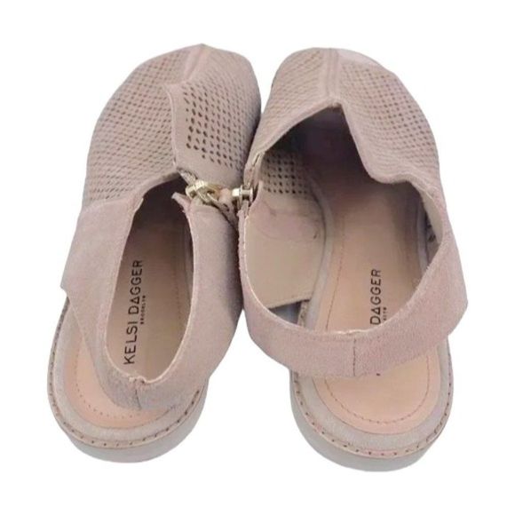 Kelsi Dagger Brooklyn Seneca Sandals Beige Suede Perforated Open Toe Slingback - Picture 5 of 7